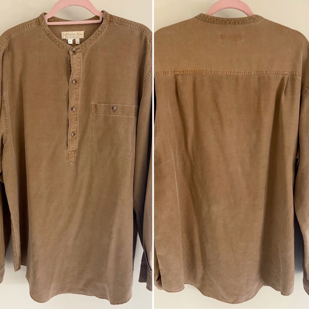 Grandad Collar Half-Button Shirt